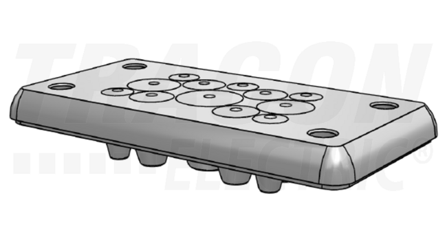 Vývodková príruba gumená 107x56x19, k 12 ks káblov