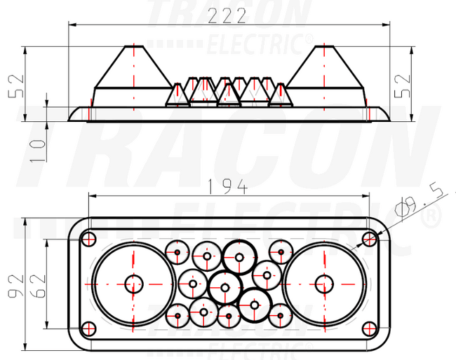 Vývodková príruba gumená 222x92, k 14 ks káblov
