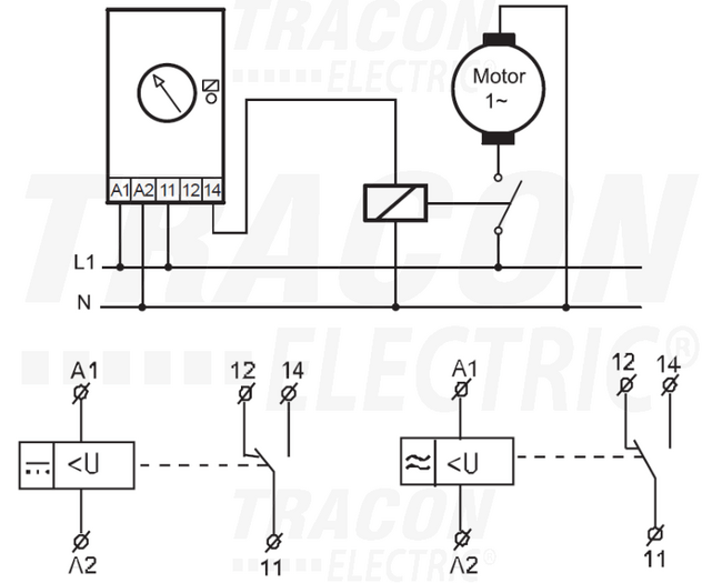 Kontrolné napäťové relé na 1 fázu, AC/DC 110-240V