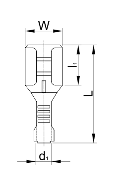 Neizolované mosadzné lisovacie dutinky ploché 4,8×0,5mm, 0,5-1mm