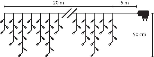 Reťaz Icicle, 800 LED, studená biela, cencúľová, jednoduché svietenie