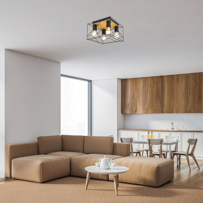 Svietidlo BOIRE - E27 4x MAX 40W, čierna, kovové/drevo, IP20 - 71024