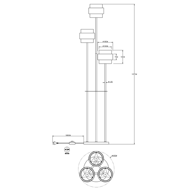 Stojanová lampa MILLEY - 60W,E27,IP20 - 15560S