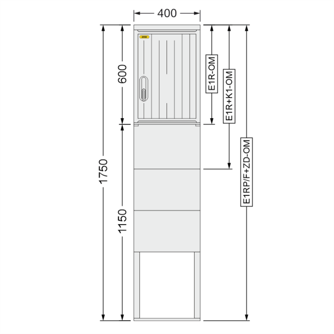 Rozvádzač pre 1x elektromer s priestorom pre oddeľovací modul s káblovým pries. a zemným d