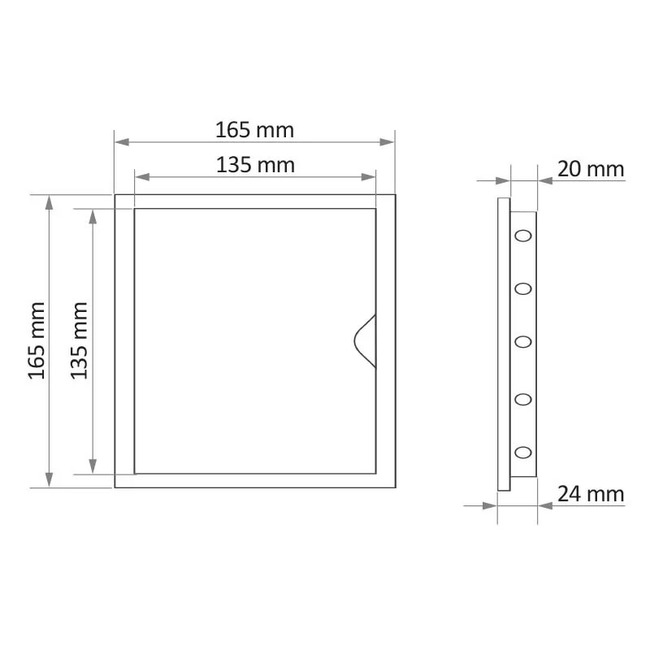Revízne dvierka biele, 150x150 plastové