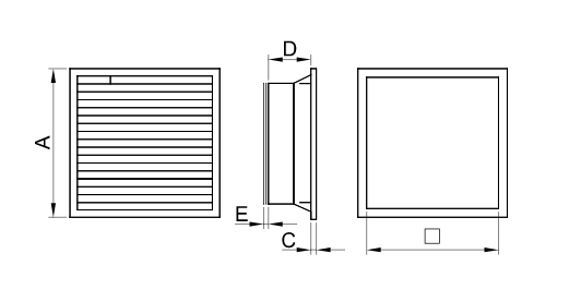 Vetrací ventilátor s filtrom, 105x105mm, IP54