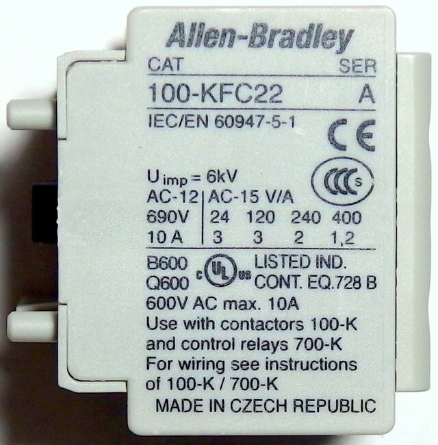 ALLEN-BRADLEY - pomocný kontakt 2NC + 2NO 12 A