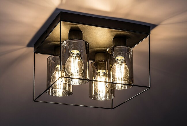 Svietidlo CHADWICK - E27 4x MAX 25W, čierna, kovové, IP20 - 71034