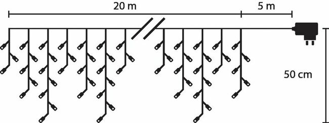 Reťaz Vianoce Icicle, 800 LED teplá biela, cencúľová, jednoduché svietenie