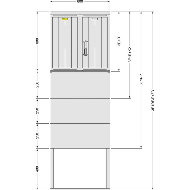Rozvádzač 3x jednotarif s kábl.pr.+zd