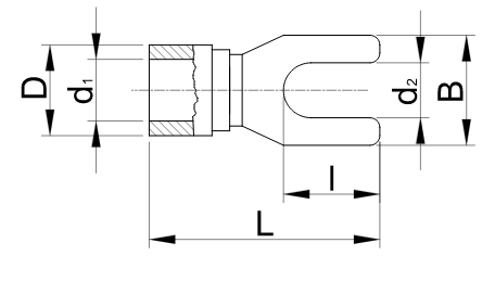 Dutinka - vidlica, 6mm2/M6 TR