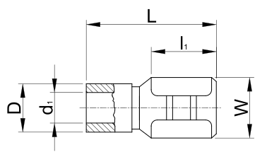 Dutinka izolovaná plochá 2,8x0,5mm 1,5mm2