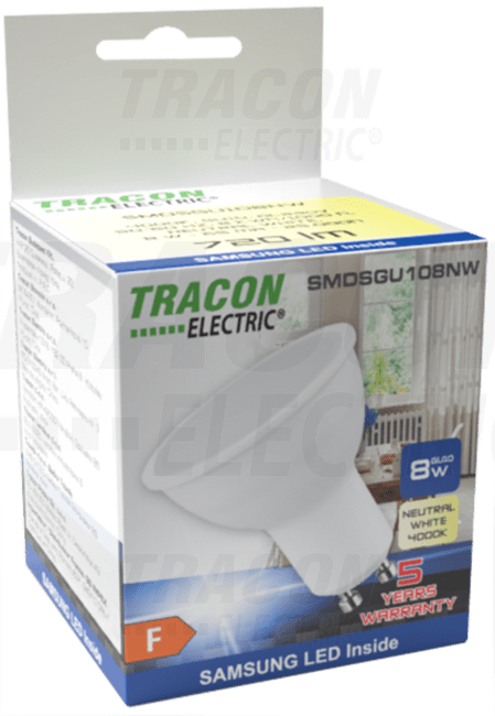 Žiarovka LED, GU10, 8W, 740lm, 6500K, TRACON