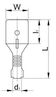 Neizolované mosadzné lisovacie kolíky ploché 4,8×0,5mm,