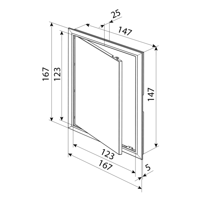 Revízne dvierka biele, 150x150 plastové