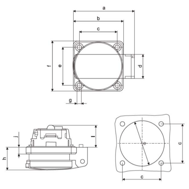Vstaviteľná sieťová zásuvka 16A, 250V, 2P+E, IP44