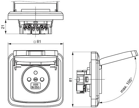 TANGO - zásuvka 2P+T s viečkom, vresová červená