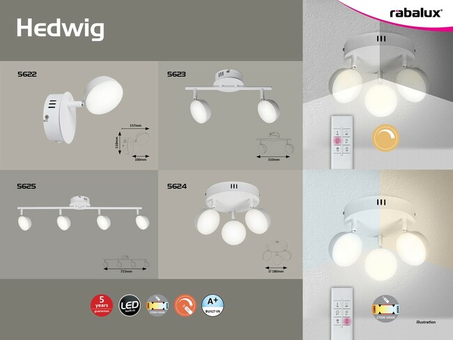 Svietidlo HEDWIG -  LED 4W, 230V, 50Hz, IP20 - 5622