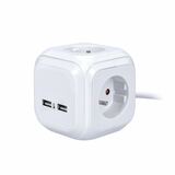 Solight predlžovací prívod kocka, 3 zásuvky 230V + USB A+C , kábel 2m