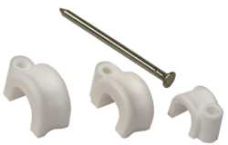 Príchytka na káble s klincom d=06, biela (20ks)