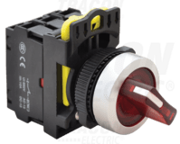 Spínač otočný 2 pol 5A/230V,IP65,podsviet,červená