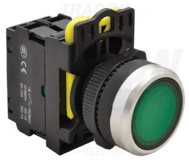 Tlačidlo podsvietené, zelené,1×NO, 5A/230V, IP65