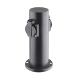 Záhradný stĺpik IP44, nerez oceľ, 2 zásuvky, valec, čierny