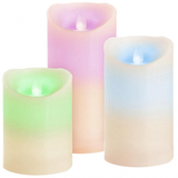 Sviečky Vianoce, sada 3 ks, LED, 3xAAA, pravý vosk, jednoduché svietenie