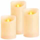 Sviečky MagicHome Vianoce, sada 3 ks, LED, 3xAAA, pravý vosk, jednoduché svietenie, časova