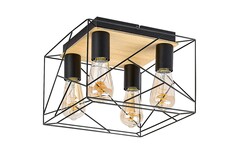 Svietidlo BOIRE - E27 4x MAX 40W, čierna, kovové/drevo, IP20 - 71024