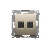 SIMON54 -  zás.dátová 2xRJ45,cat.6, zlatá mat.meta