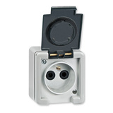 Nástenná zásuvka kovová 2P+T,IP55, antracit/sivá