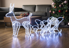 Dekorácia Vianoce, Sob so saňami, 312x LED studená biela, 230V, 50 Hz, exteriér