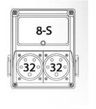 Rozvodnica zásuvková R-BOX (2x32/5+2x250V)+8-modulová