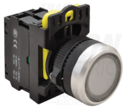 Tlačidlo podsvietené, biele,1×NO, 5A/230V, IP65