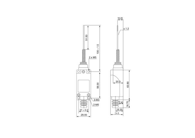 Spínač koncový TRACON s pružinovou pákou NO+NC