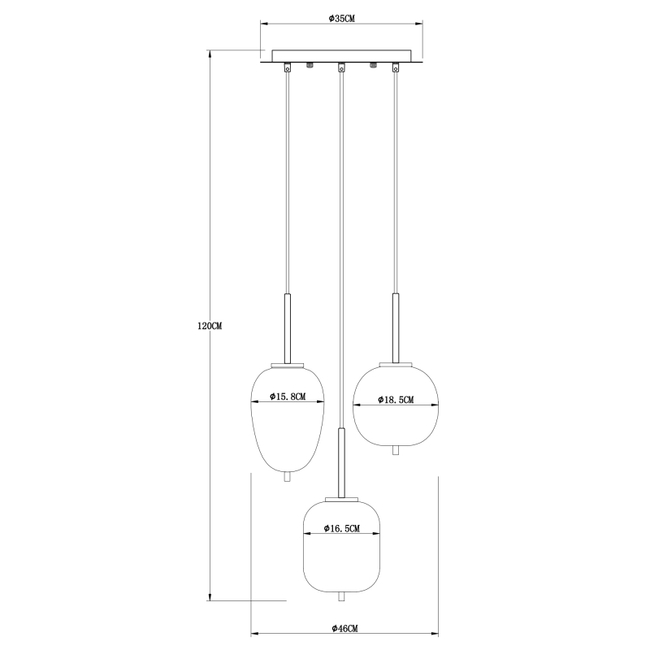 Závesné svietidlo BLACKY I - 40W,E14,IP20 - 15345-3MM