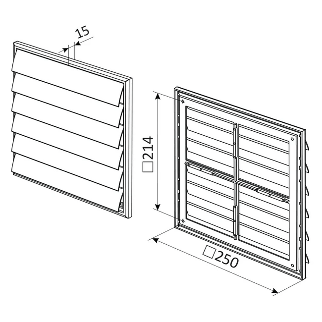 Ventilačná mriežka s žálúziou 250x250 MV250J