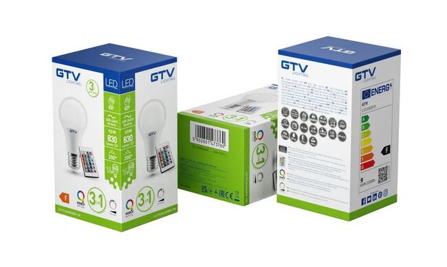 Žiarovka LED, RGBW, E27, 9W, 830lm na dialkový ovládač