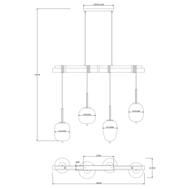 Závesné svietidlo BLACKY - 40W,E14,IP20 - 15345-4H