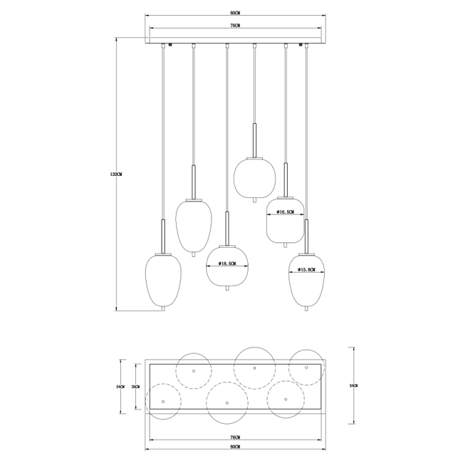 Závesné svietidlo BLACKY - 40W,E14,IP20 - 15345-6