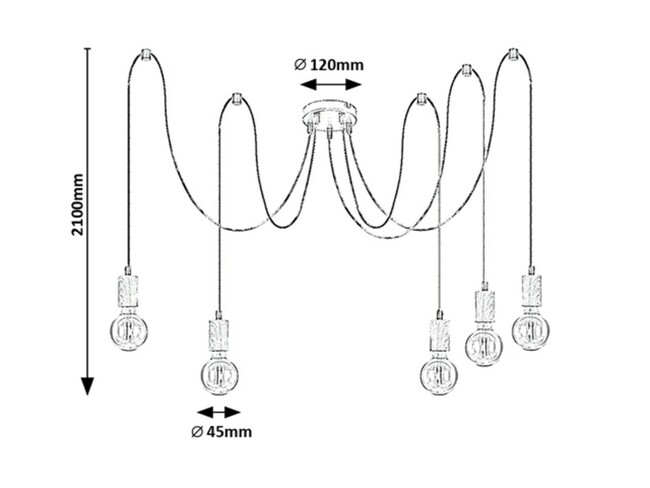 Závesné svietidlo DOLLIEN - E27 5x MAX 60W, IP20 - 72075