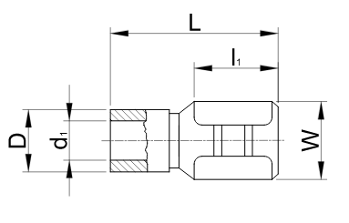 Dutinka izolovaná plochá 2,8x0,5mm 2,5mm2