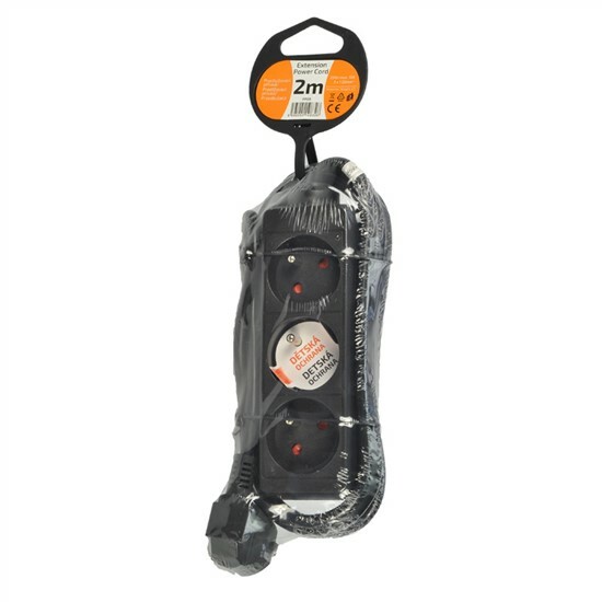 Predlžovací prívod 2m / 3 zásuvky, čierny