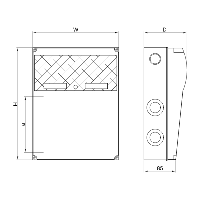 Prázdna zásuvková priemys rozvodnica s mont.lištou