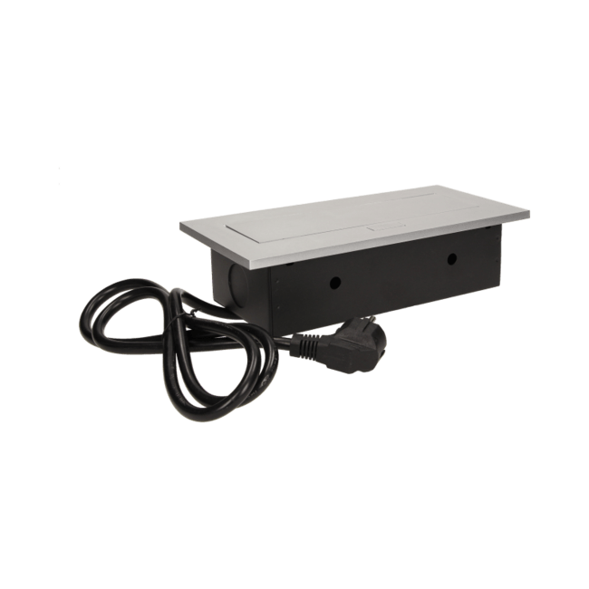 Zásuvka výklopná 3p, vodorovná,strieborná