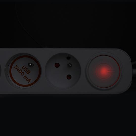 Predlž. prívod s vyp. 2m / 3zás+USB A+C