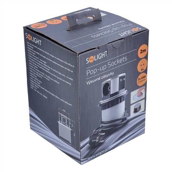 Zásuvka výsuvná 3 zásuvky, 2xUSB strieborná