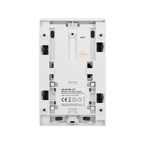 Zvonček drátový mechanický BD-157 23-8V so zabudovaným trafom, bim-bam, biely