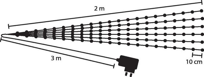 LED vianočná reťaz Twisted Stars, 180xLED, 6500K, 230V, IP44, 9reťazcov